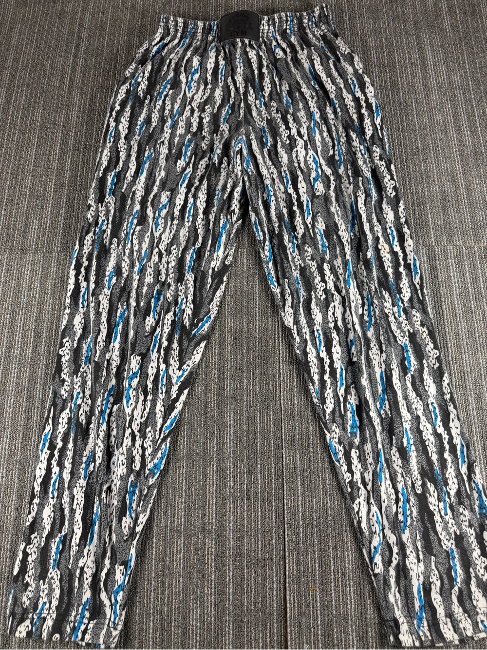 Vintage Power House Gym Men’s Black & Blue Patterned Weightlifting Pants XL